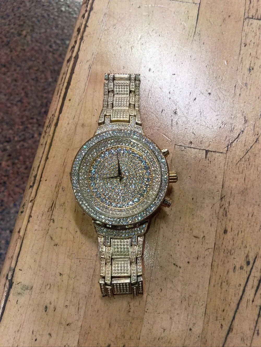 Gold Crystal Pavé Men's Watch - Fashion Jewelry